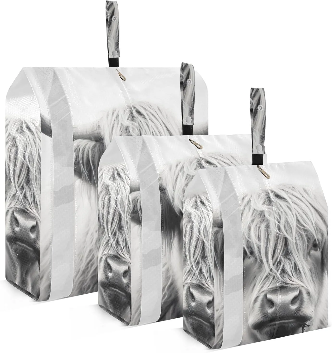 Highland Cow Compression Packing Cubes, 3pcs Compressible Expandable Travel Packing Organizer, Travel Cubes for Suitcase Carry On