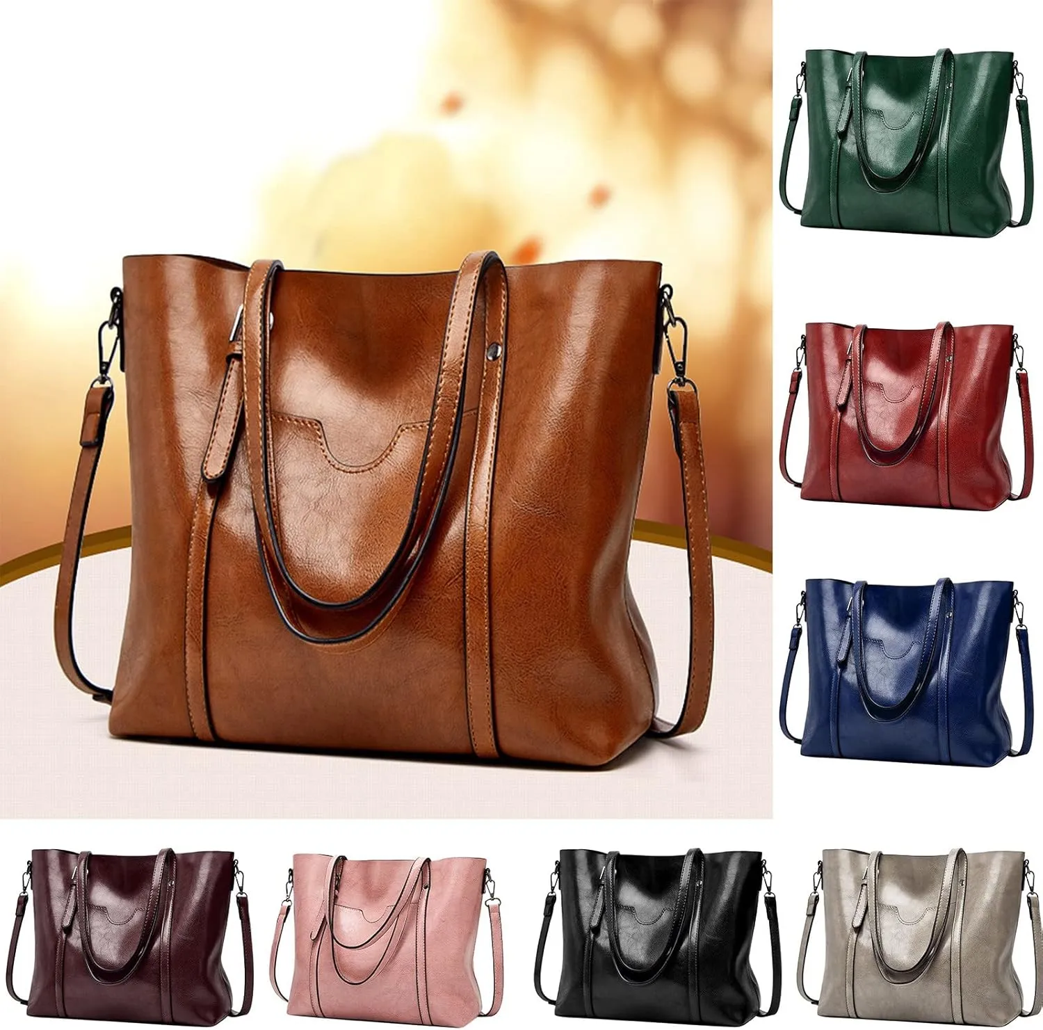 Hobo Bags For Women Retro Leather Large Top Handle Handbags Shoulder Bag With Side Pocket For Her Mom Sister