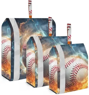 Ice Fire Baseball Compression Packing Cubes, 3pcs Compressible Expandable Travel Packing Organizer, Travel Cubes for Suitcase Carry On