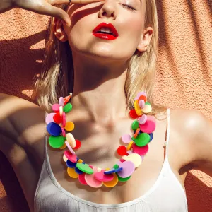 iLLASPARKZ Bold Colorful Resin Disc Beaded Statement Necklace