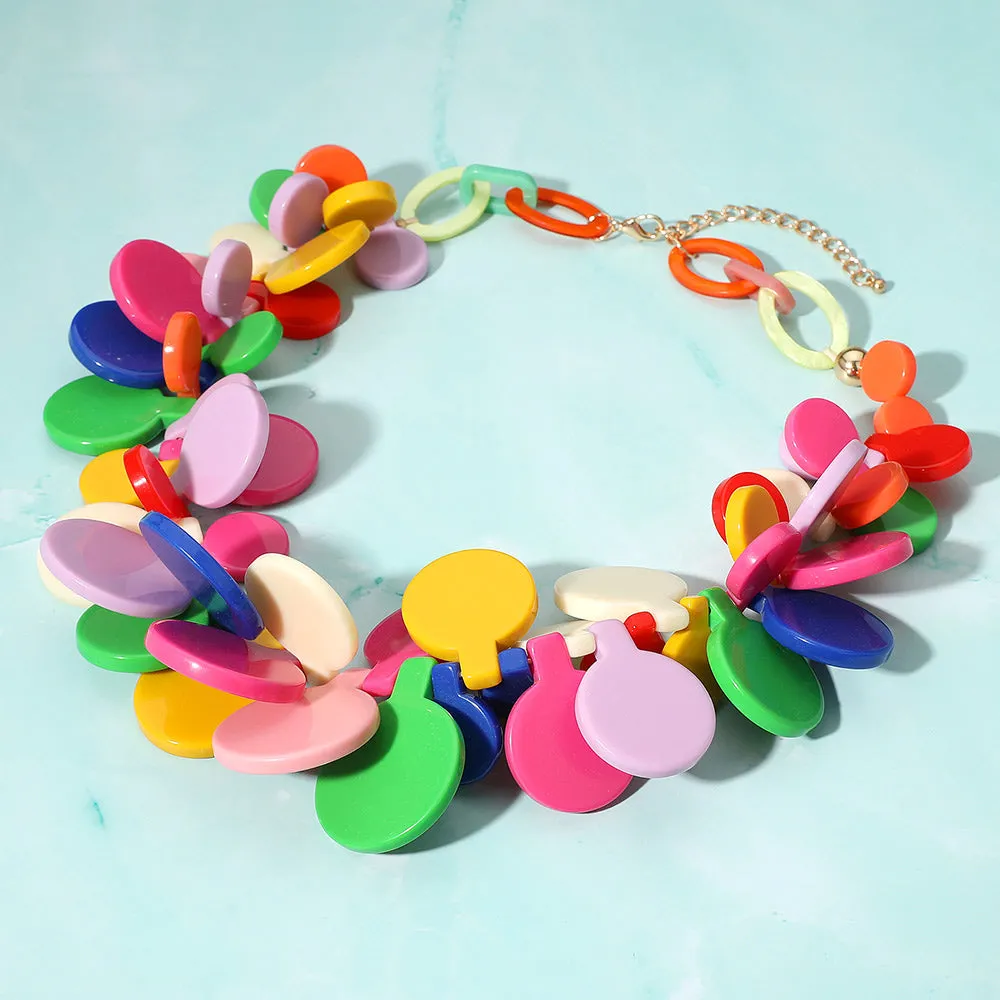 iLLASPARKZ Bold Colorful Resin Disc Beaded Statement Necklace