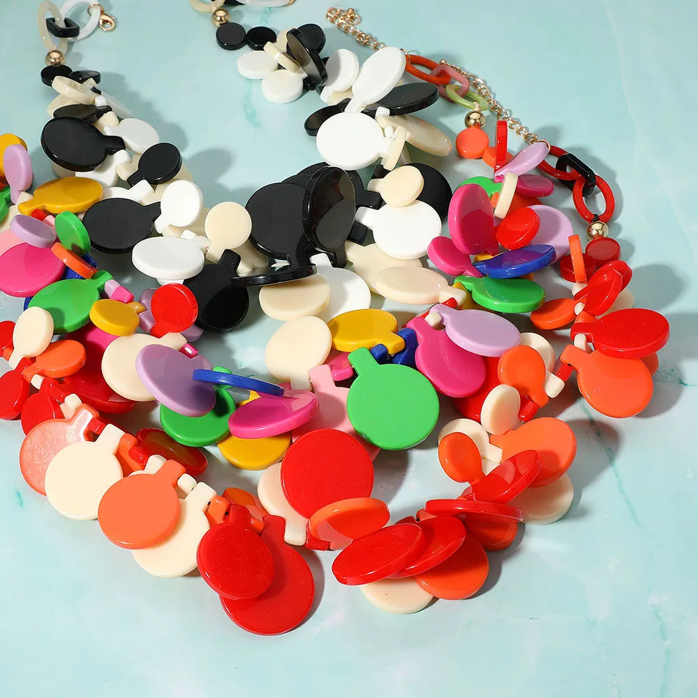 iLLASPARKZ Bold Colorful Resin Disc Beaded Statement Necklace