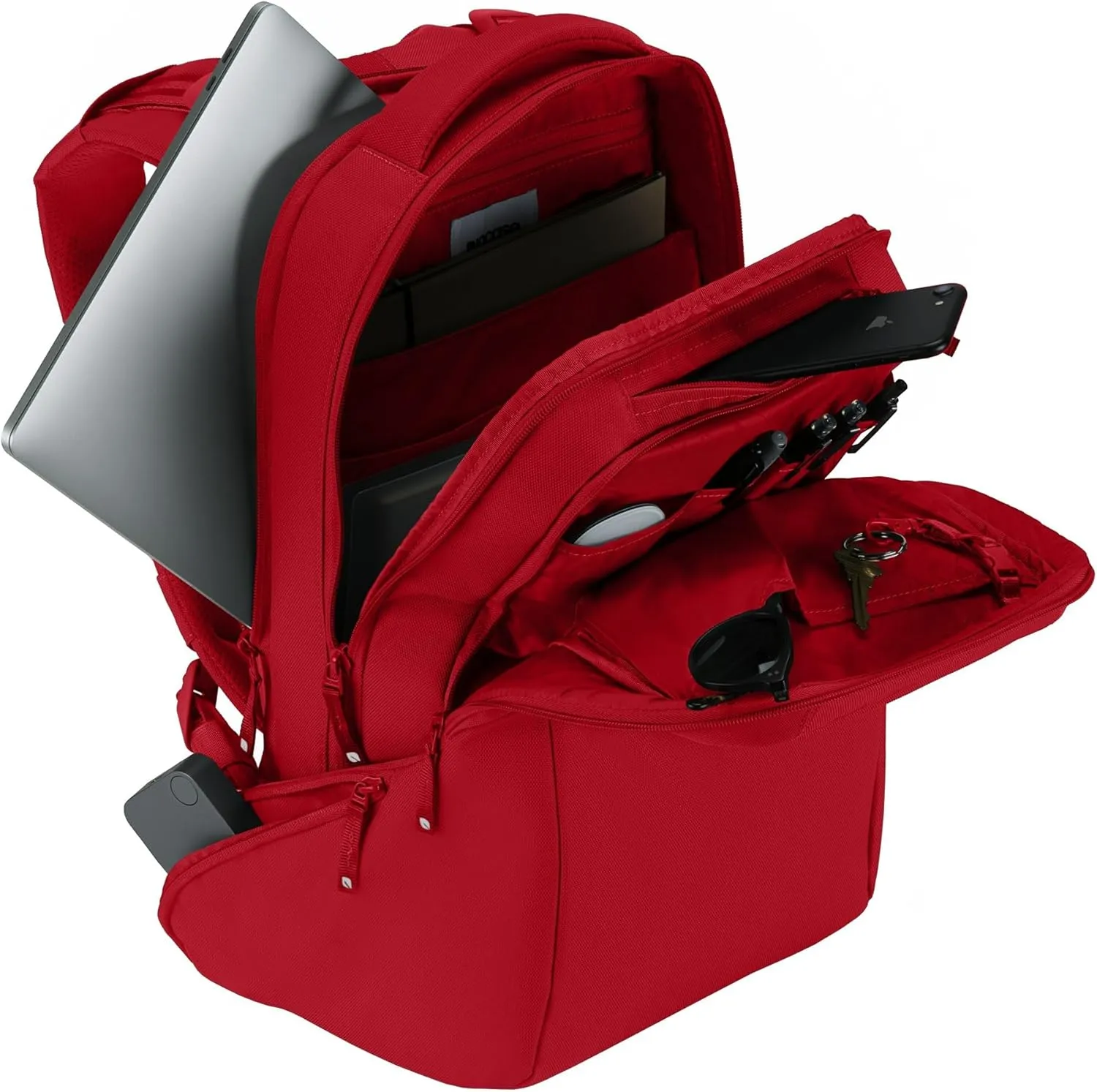 Incase ICON Durable Travel Backpack   Laptop Bag Made with Strong 840 Nylon - Fits 16-inch Laptop - Compact Carry On Backpack for Travel - Signal Red