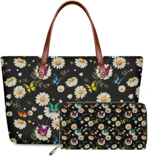 JoyLamoria Women Satchel Handbags Shoulder Purses Totes Work Bags with Leather Wallet 2-Piece Set