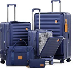 Joyway Luggage Sets 5 Piece with Front Pocket, PC Hardside Expandable Carry on Suitcase with Spinner Wheels and TSA Lock,Blue