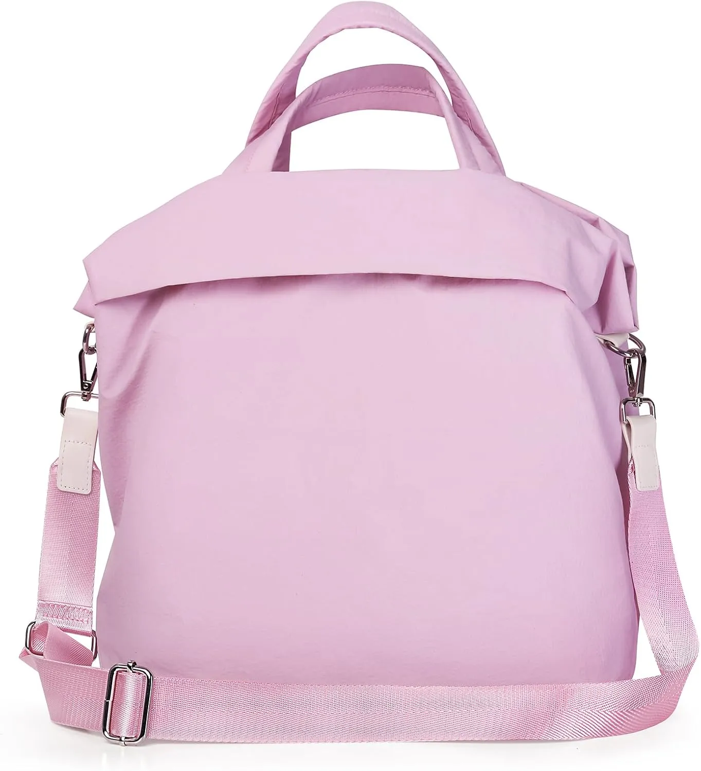 Large Crossbody Tote Bag for Women, 19L On My Level Bag, Hobo Bag with Removable Strap Multi Pockets, Nylon Shoulder Handbag for Work Gym Travel Casual, Peony Pink