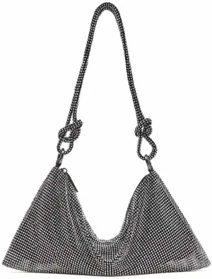 LAVAEGG Women Rhinestone Clutch Bag Hobo Bag, Shiny Purse Evening Handbag Underarm Shoulder Bags for Dinner Party Wedding (Black)