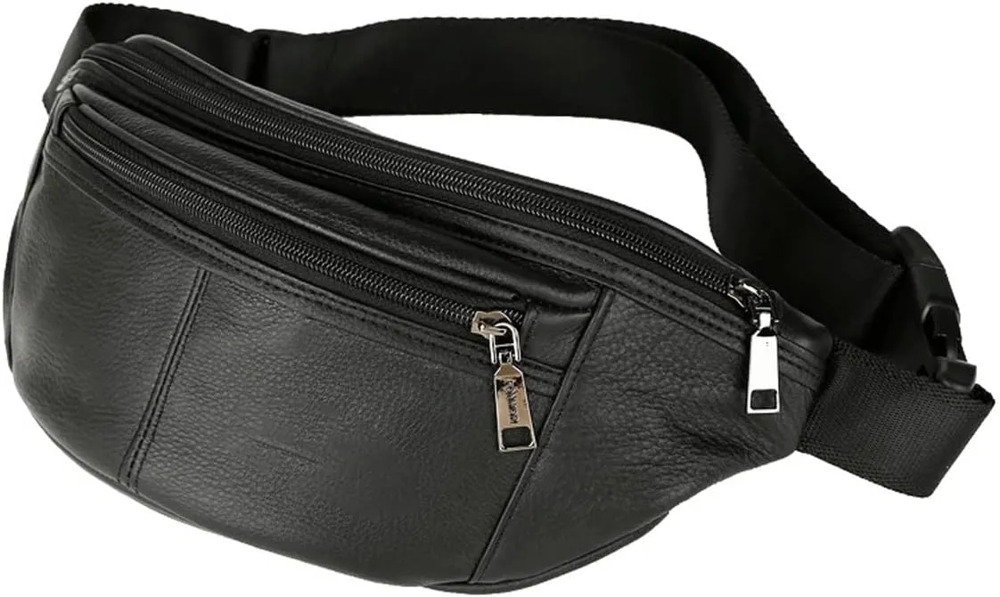 Leather Waist Bag Multiple Pockets Fanny Pack Daily Life and Travel Outdoorr, Card Slots