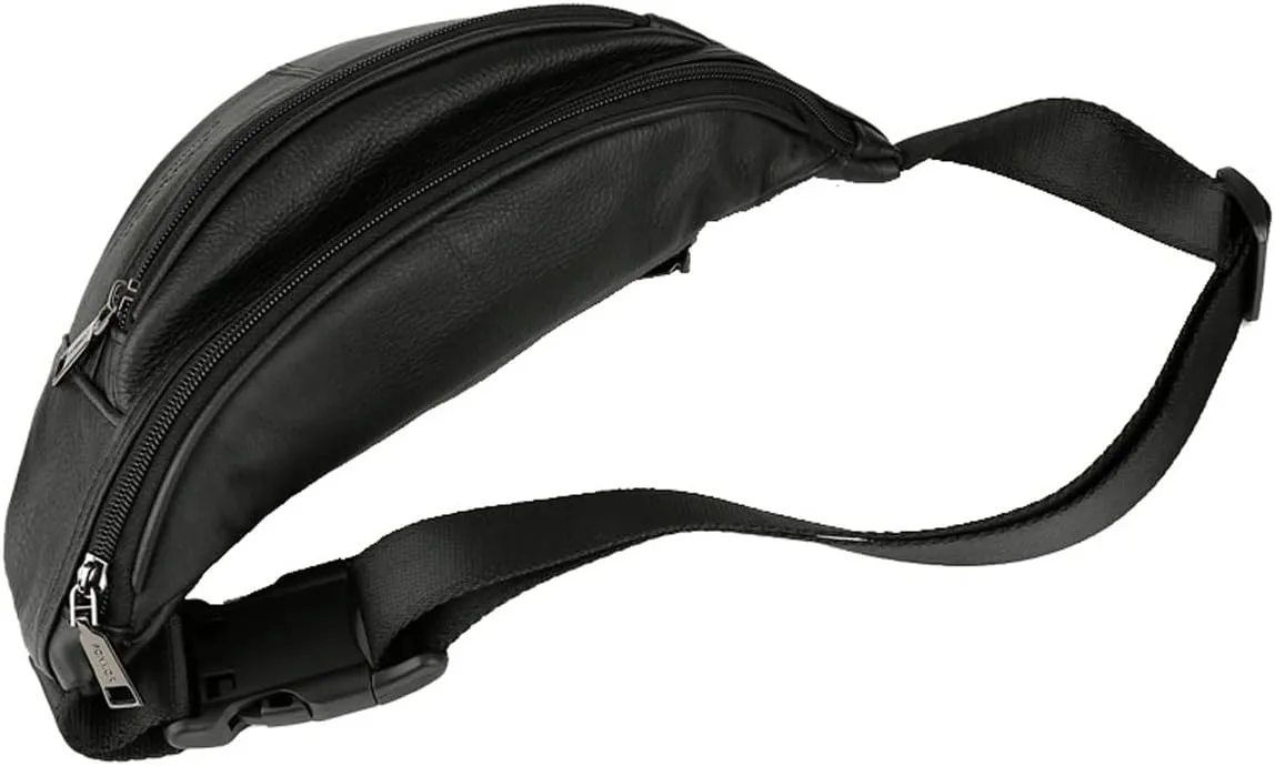 Leather Waist Bag Multiple Pockets Fanny Pack Daily Life and Travel Outdoorr, Card Slots
