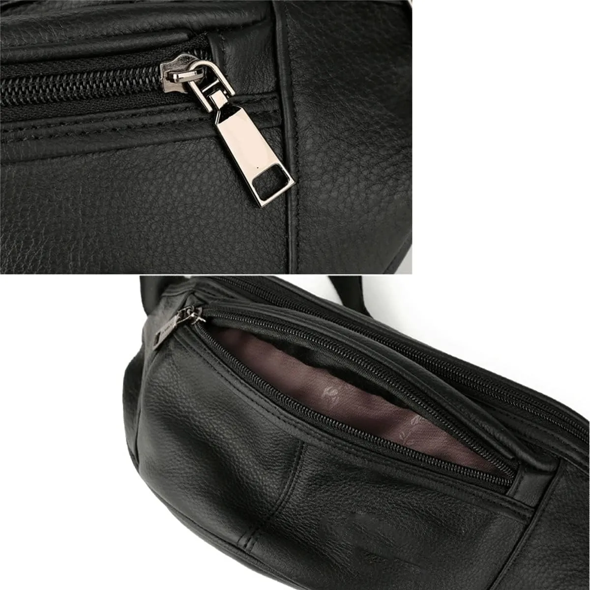 Leather Waist Bag Multiple Pockets Fanny Pack Daily Life and Travel Outdoorr, Card Slots