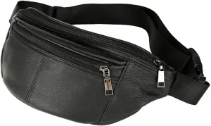 Leather Waist Bag Multiple Pockets Fanny Pack Daily Life and Travel Outdoorr, Card Slots
