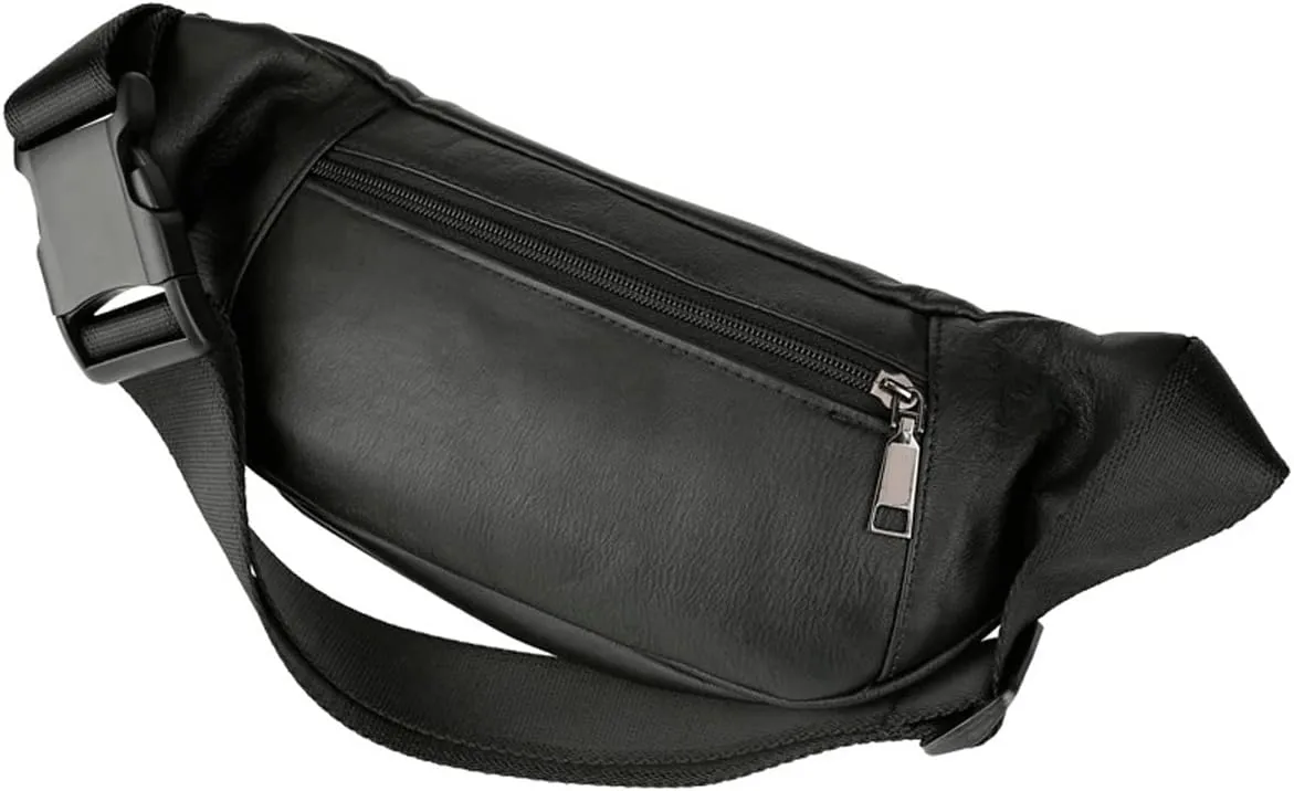 Leather Waist Bag Multiple Pockets Fanny Pack Daily Life and Travel Outdoorr, Card Slots