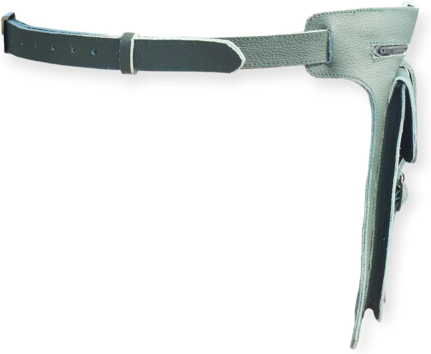 Leather Waist Belt Bag, Double Side Fanny Pack with Multiple Pockets (Green)