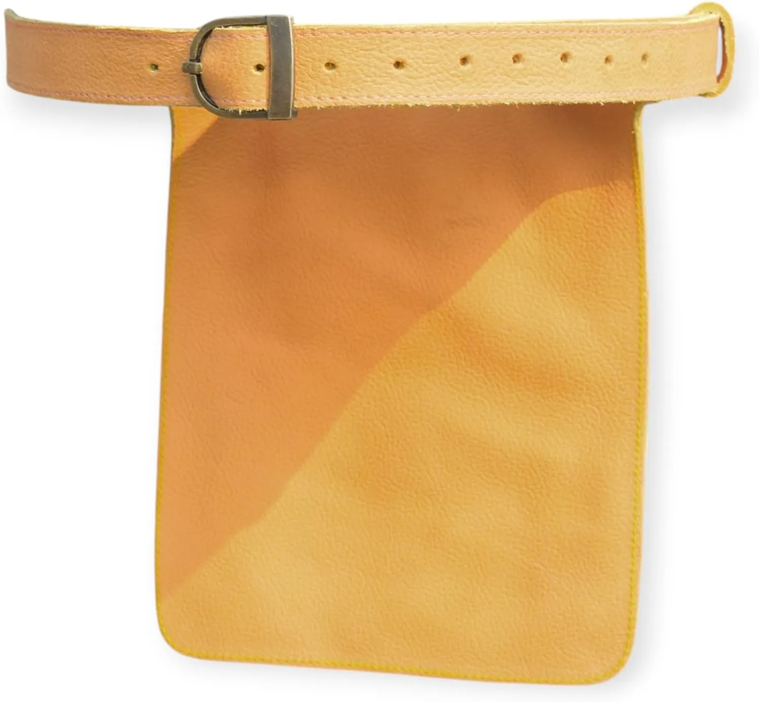 Leather Waist Belt Bag, Double Side Fanny Pack with Multiple Pockets (Light Tan)