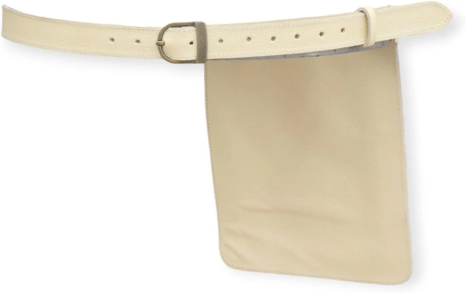 Leather Waist Belt Bag, Double Side Fanny Pack with Multiple Pockets (Off-White)