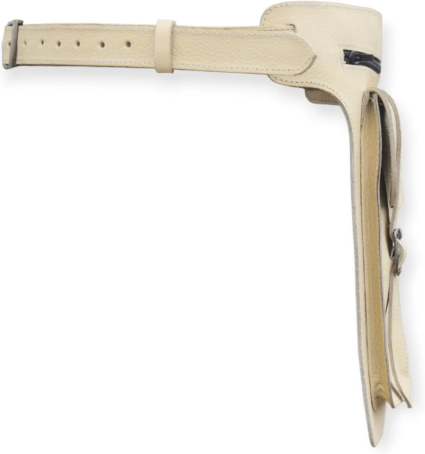 Leather Waist Belt Bag, Double Side Fanny Pack with Multiple Pockets (Off-White)