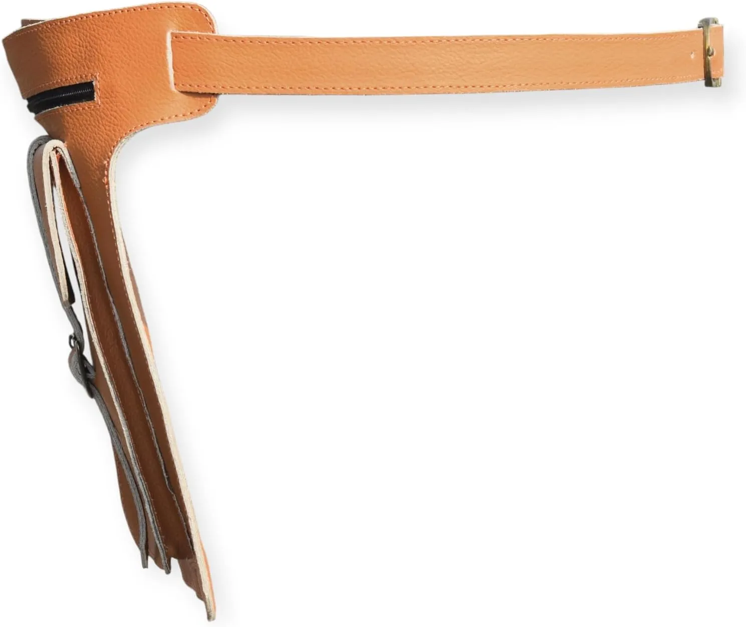 Leather Waist Belt Bag, Double Side Fanny Pack with Multiple Pockets (Tan)