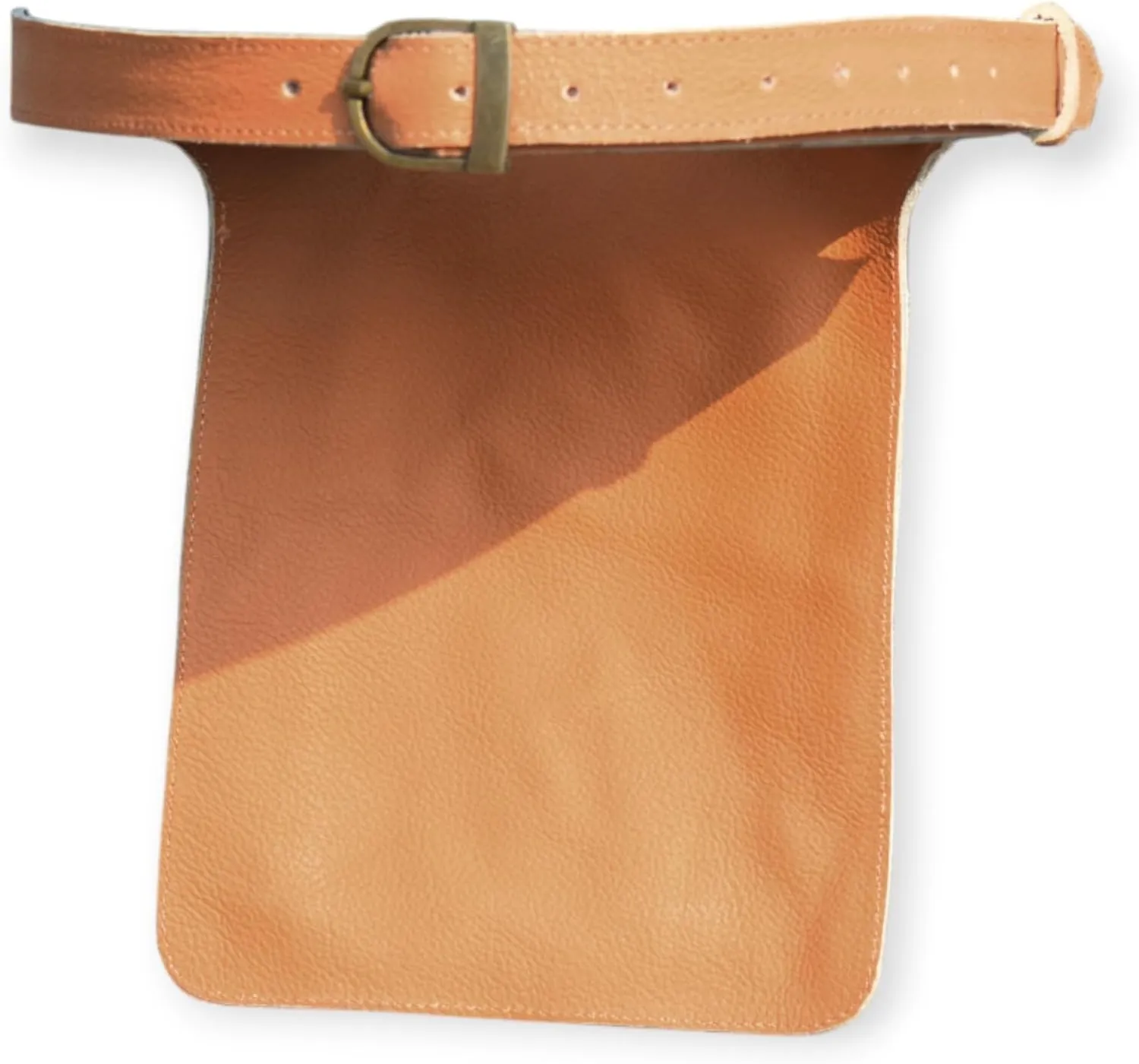 Leather Waist Belt Bag, Double Side Fanny Pack with Multiple Pockets (Tan)