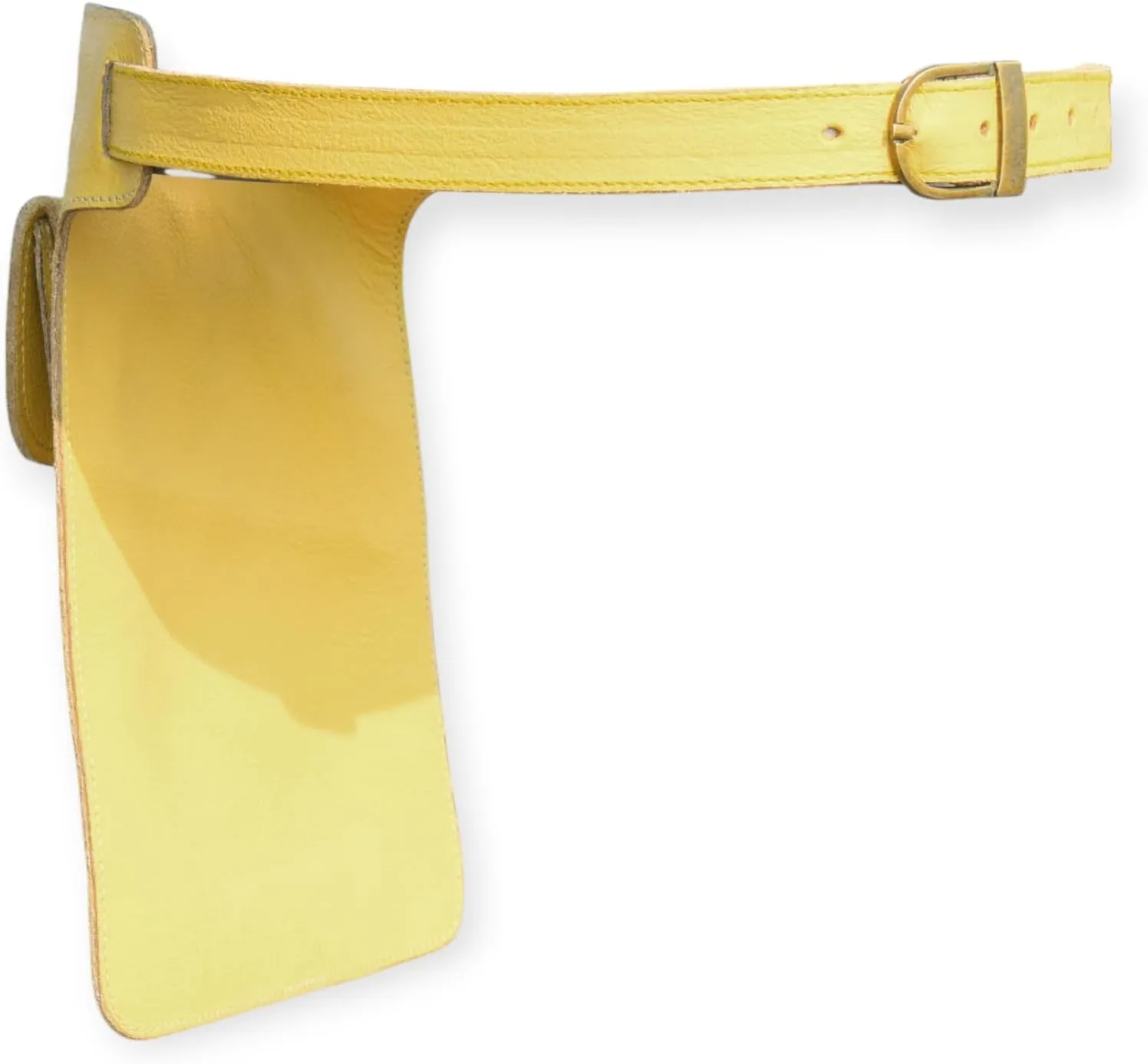 Leather Waist Belt Bag, Double Side Fanny Pack with Multiple Pockets (Yellow)