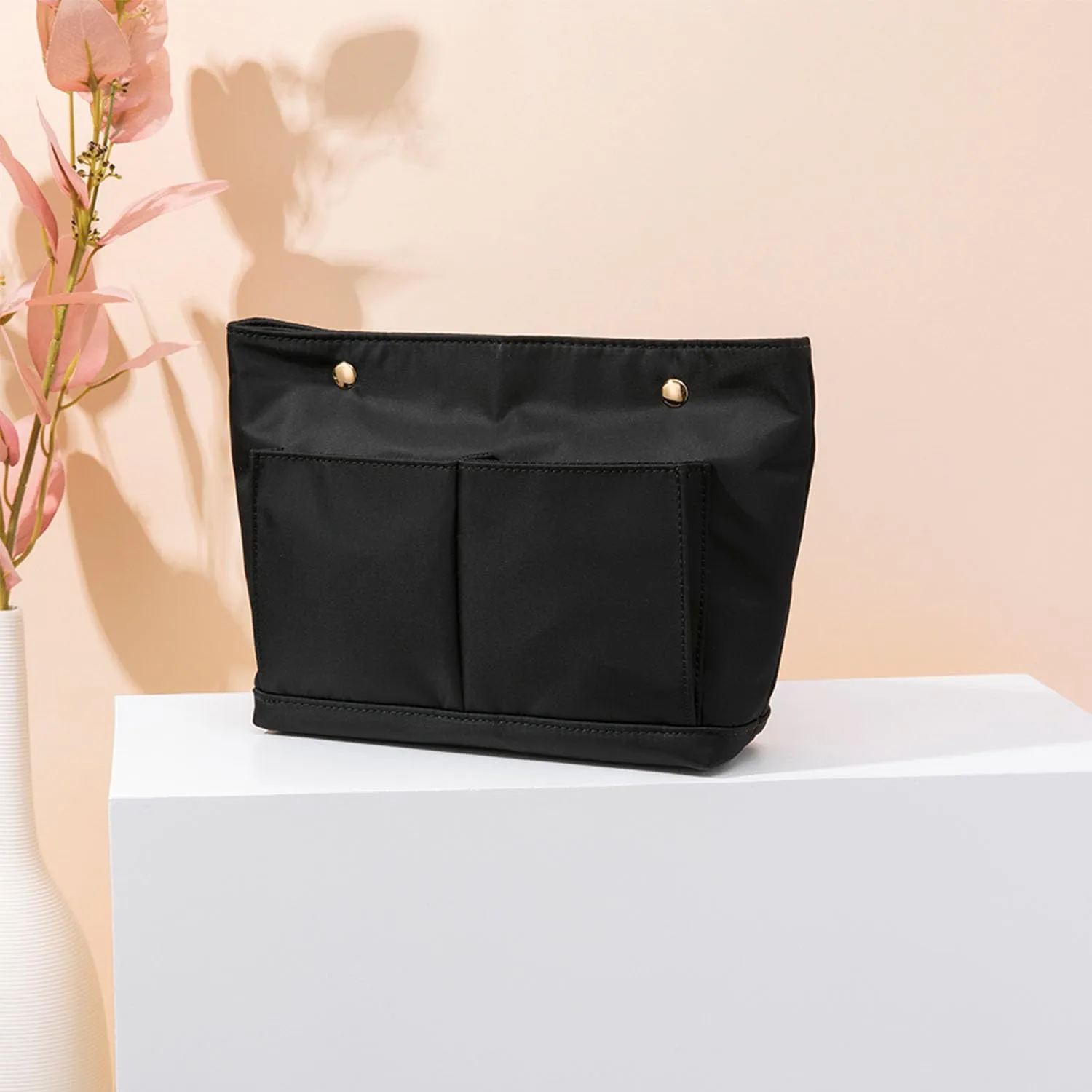 Lightweight Handbag Organizers Insert with Multiple Pockets Handbag Organizer for Storage and Organization Cosmetic Bag (Nylon-black,S)