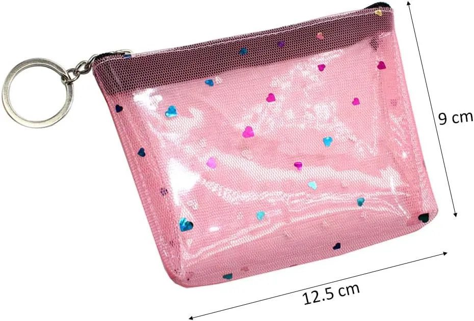 Luxshiny Change Purse, Coin Purse for Women and Girls Makeup Bag Clear Coin Pouch With Zipper for Change, Keys, Lipstick
