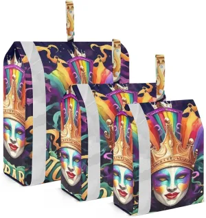Mardi Gras Compression Packing Cubes, 3pcs Compressible Expandable Travel Packing Organizer, Travel Cubes for Suitcase Carry On