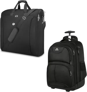 MATEIN Garment Bags for Travel, Large Double Layer Suit Bags with Shoulder Strap for Men Women, Foldable Carry On Garment Bags for Hanging Clothes, Convertible Business Luggage Weekender Bags, Black