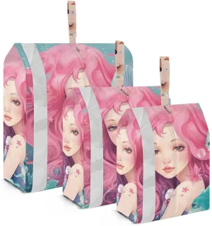 Mermaid Compression Packing Cubes, 3pcs Compressible Expandable Travel Packing Organizer, Travel Cubes for Suitcase Carry On