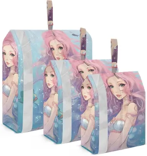 Mermaid Compression Packing Cubes, 3pcs Compressible Expandable Travel Packing Organizer, Travel Cubes for Suitcase Carry On