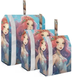 Mermaid Compression Packing Cubes, 3pcs Compressible Expandable Travel Packing Organizer, Travel Cubes for Suitcase Carry On