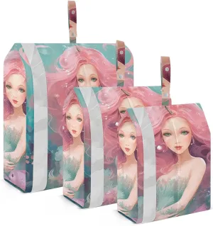 Mermaid Compression Packing Cubes, 3pcs Compressible Expandable Travel Packing Organizer, Travel Cubes for Suitcase Carry On
