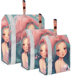 Mermaid Compression Packing Cubes, 3pcs Compressible Expandable Travel Packing Organizer, Travel Cubes for Suitcase Carry On
