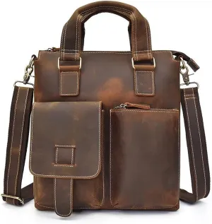 Messenger Bags Retro Men Casual Tote Handbags Leather Briefcase Male Shoulder Crossbody Computer Bags Solid