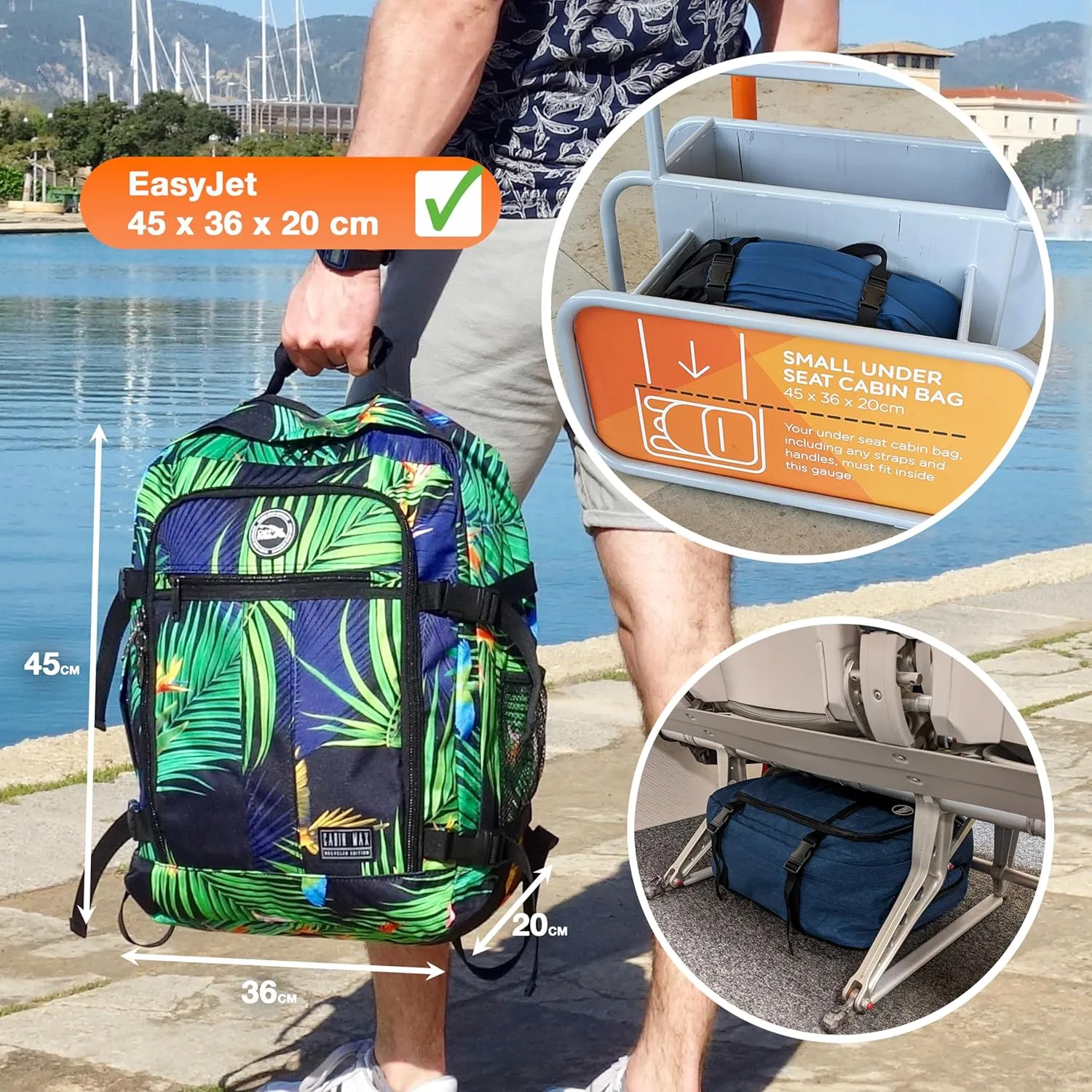 Metz 30L Travel Bag 18x14x8inch (45x36x20cm)-Backpack/Weekender Bag Ideal Underseat Carry on Luggage Fits Southwest Airlines and Many More (Navajo Blue)