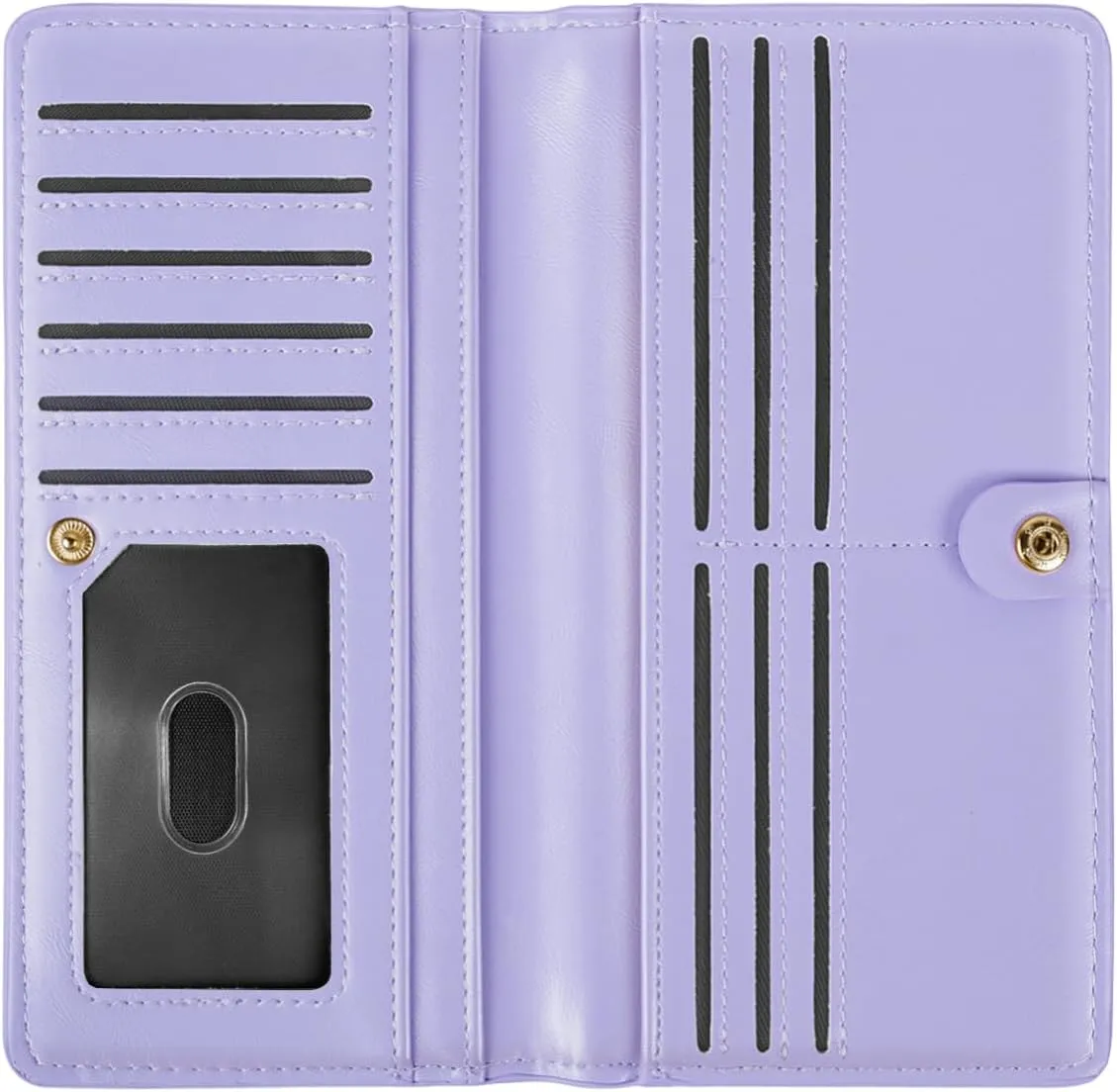 Minimalist Bifold Wallet RFID Blocking Slim Cute Credit Card Holder Compact Leather Wallet Ladies Purse for Handbag, Purple Glitter