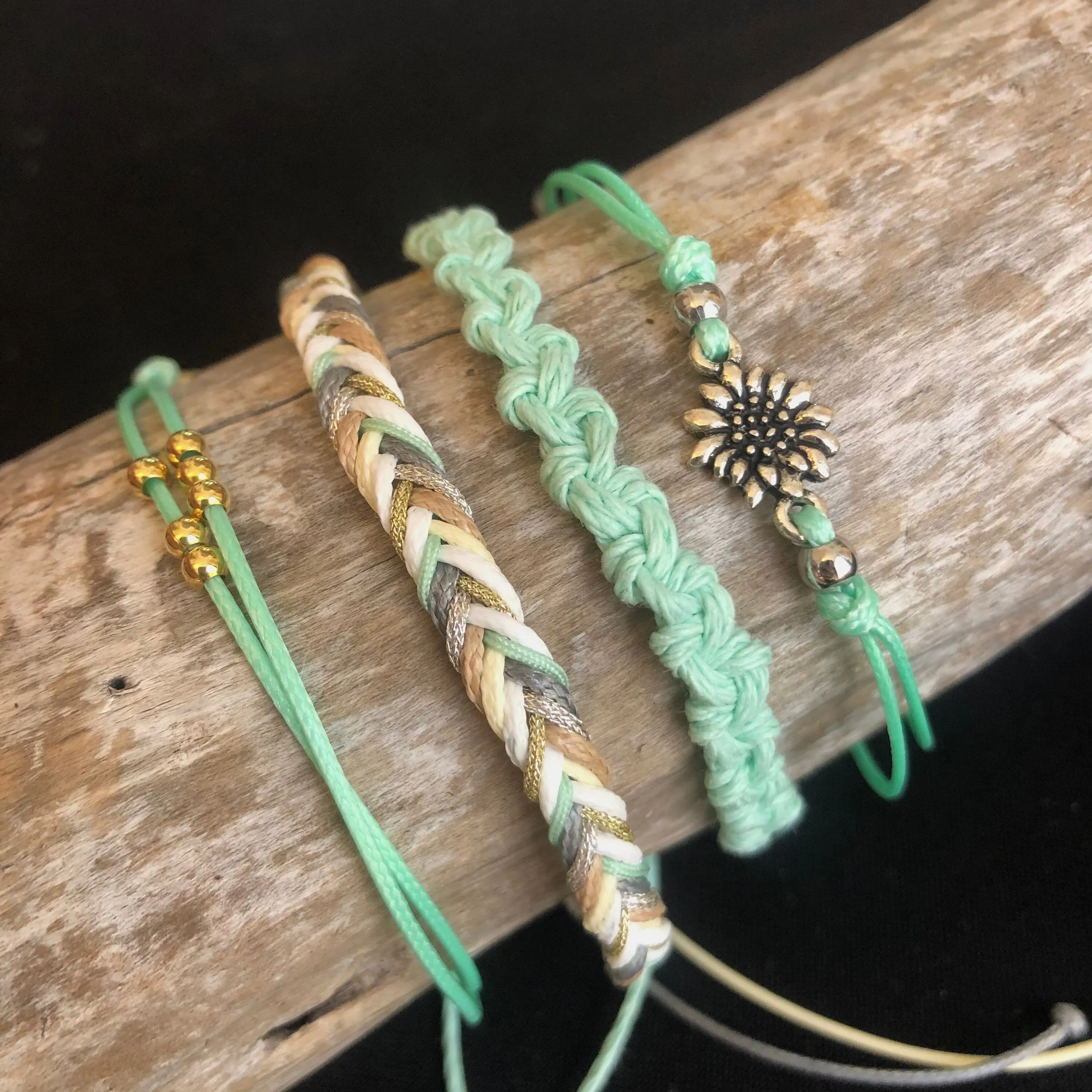 Mint Anklet Bracelet Set of 4 Bohemian