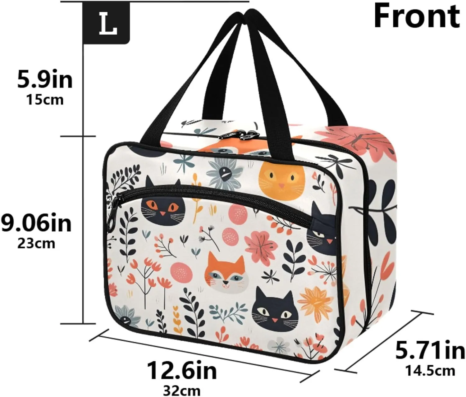 MUKJHOI Hanging Travel Toiletry Bag  4 Zippered Compartments, Transparent Organizer, Compact & Water-Resistant for Gym, Camping, Hotel  Cute Cat (5)