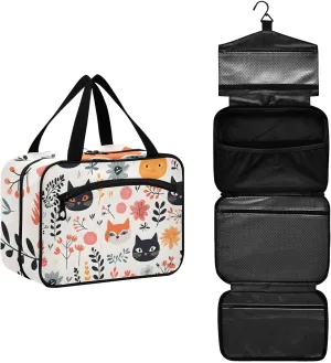 MUKJHOI Hanging Travel Toiletry Bag  4 Zippered Compartments, Transparent Organizer, Compact & Water-Resistant for Gym, Camping, Hotel  Cute Cat (5)