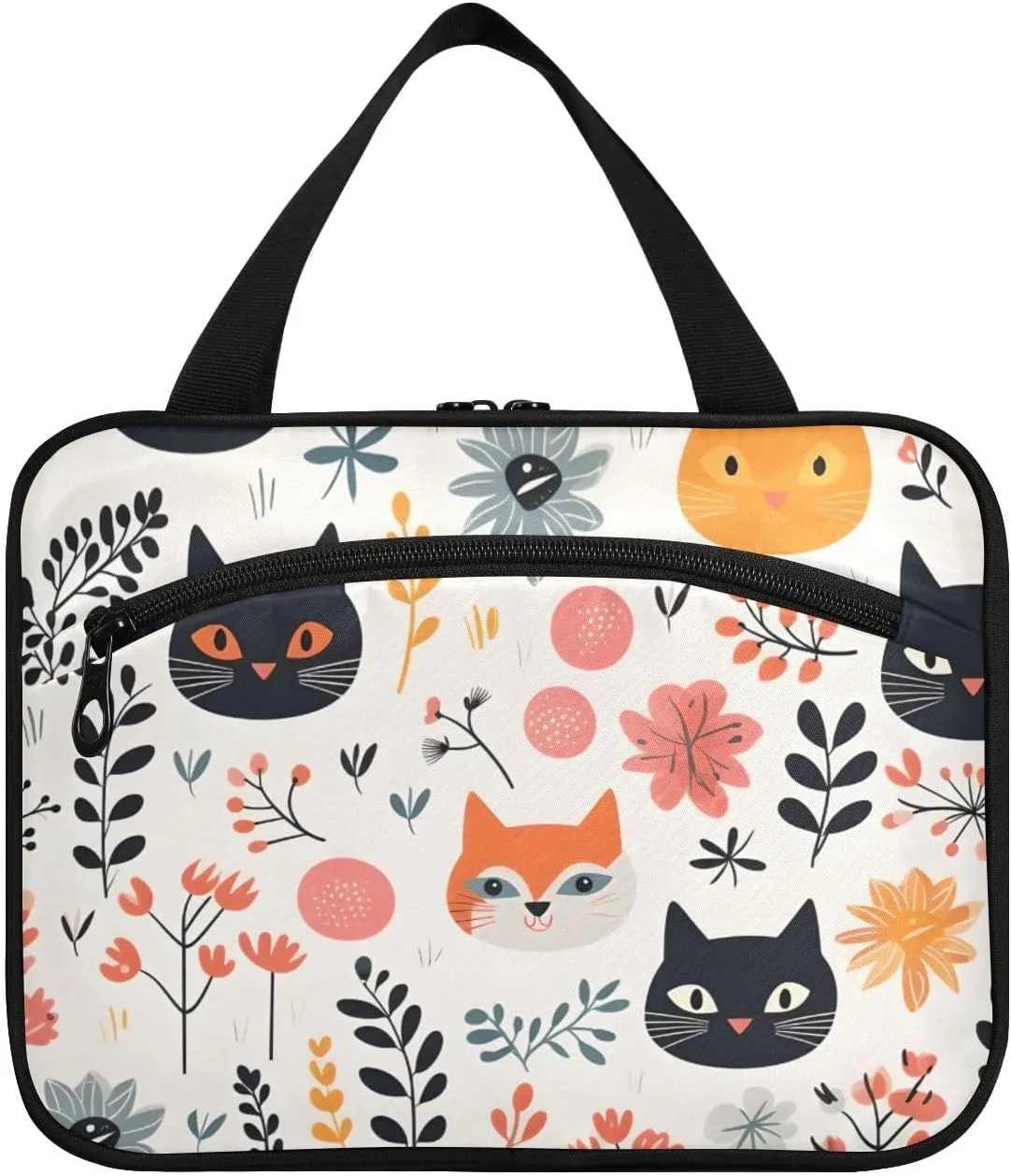 MUKJHOI Hanging Travel Toiletry Bag  4 Zippered Compartments, Transparent Organizer, Compact & Water-Resistant for Gym, Camping, Hotel  Cute Cat (5)