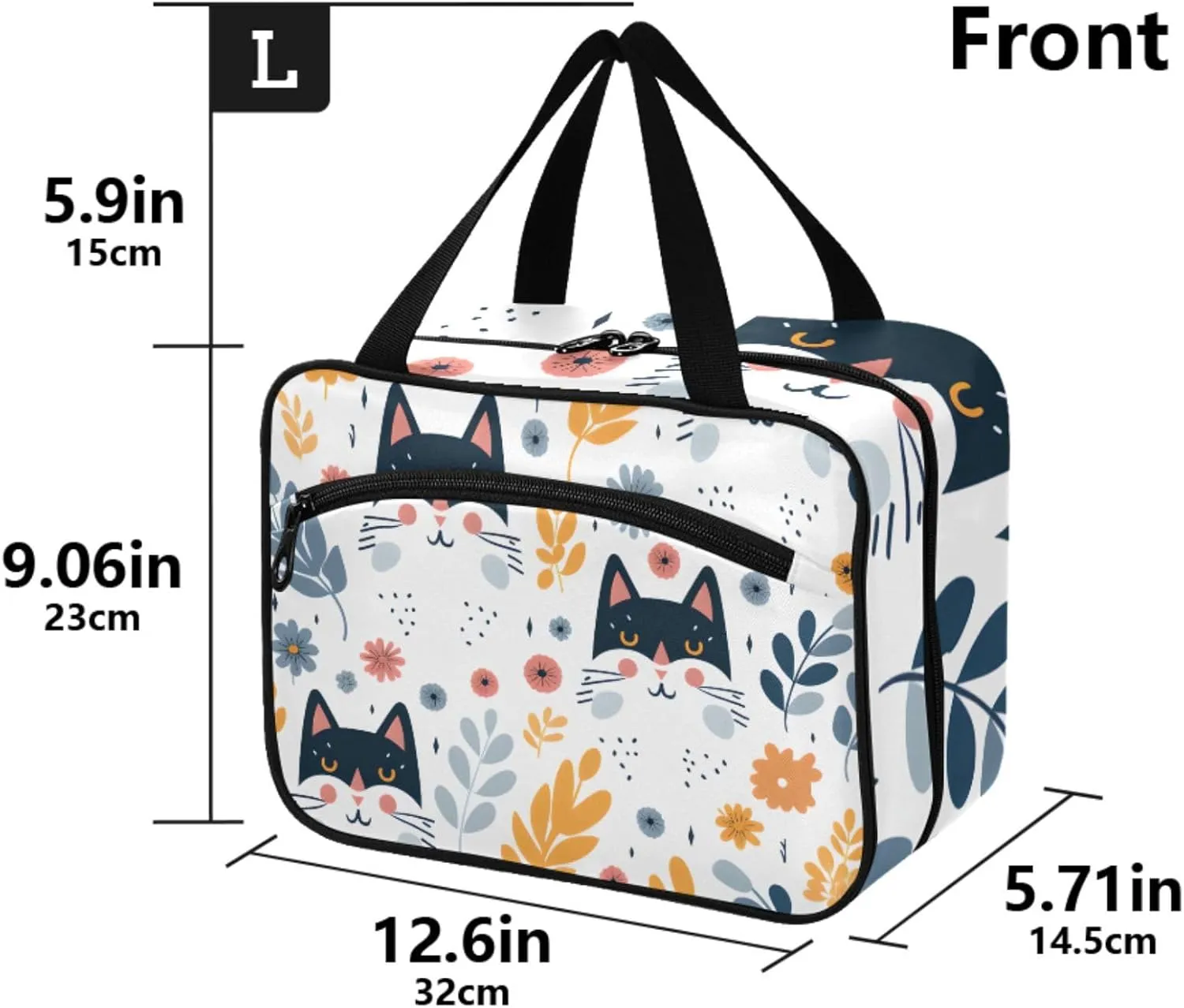 MUKJHOI Hanging Travel Toiletry Bag  4 Zippered Compartments, Transparent Organizer, Compact & Water-Resistant for Gym, Camping, Hotel  Cute Cat (6)