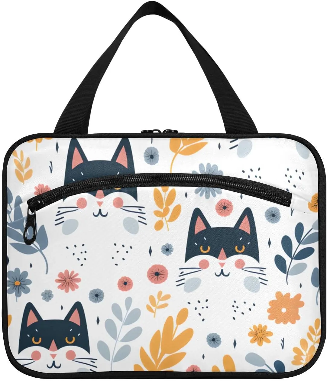 MUKJHOI Hanging Travel Toiletry Bag  4 Zippered Compartments, Transparent Organizer, Compact & Water-Resistant for Gym, Camping, Hotel  Cute Cat (6)