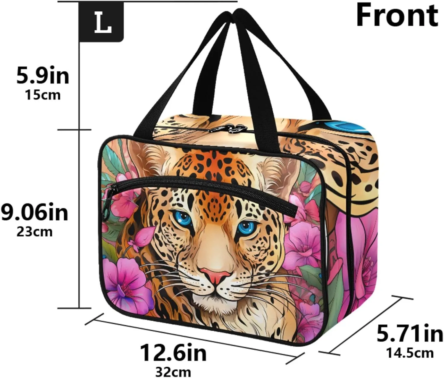 MUKJHOI Hanging Travel Toiletry Bag  4 Zippered Compartments, Transparent Organizer, Compact & Water-Resistant for Gym, Camping, Hotel  Cute Cheetah (1)