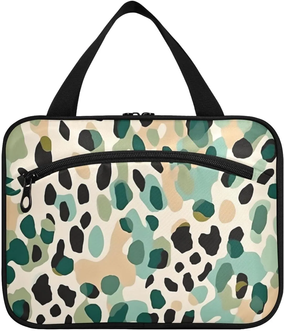 MUKJHOI Hanging Travel Toiletry Bag  4 Zippered Compartments, Transparent Organizer, Compact & Water-Resistant for Gym, Camping, Hotel  Cute Cheetah (2)