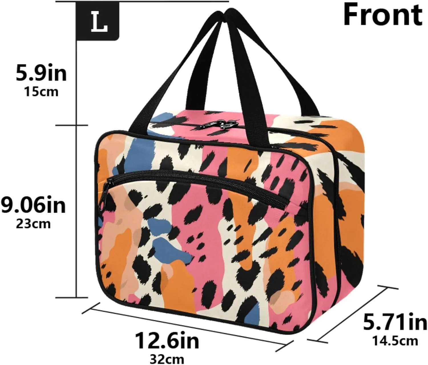MUKJHOI Hanging Travel Toiletry Bag  4 Zippered Compartments, Transparent Organizer, Compact & Water-Resistant for Gym, Camping, Hotel  Cute Cheetah (3)