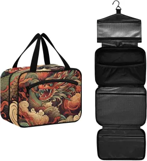 MUKJHOI Hanging Travel Toiletry Bag  4 Zippered Compartments, Transparent Organizer, Compact & Water-Resistant for Gym, Camping, Hotel  Cute Chinese Dragon (2)