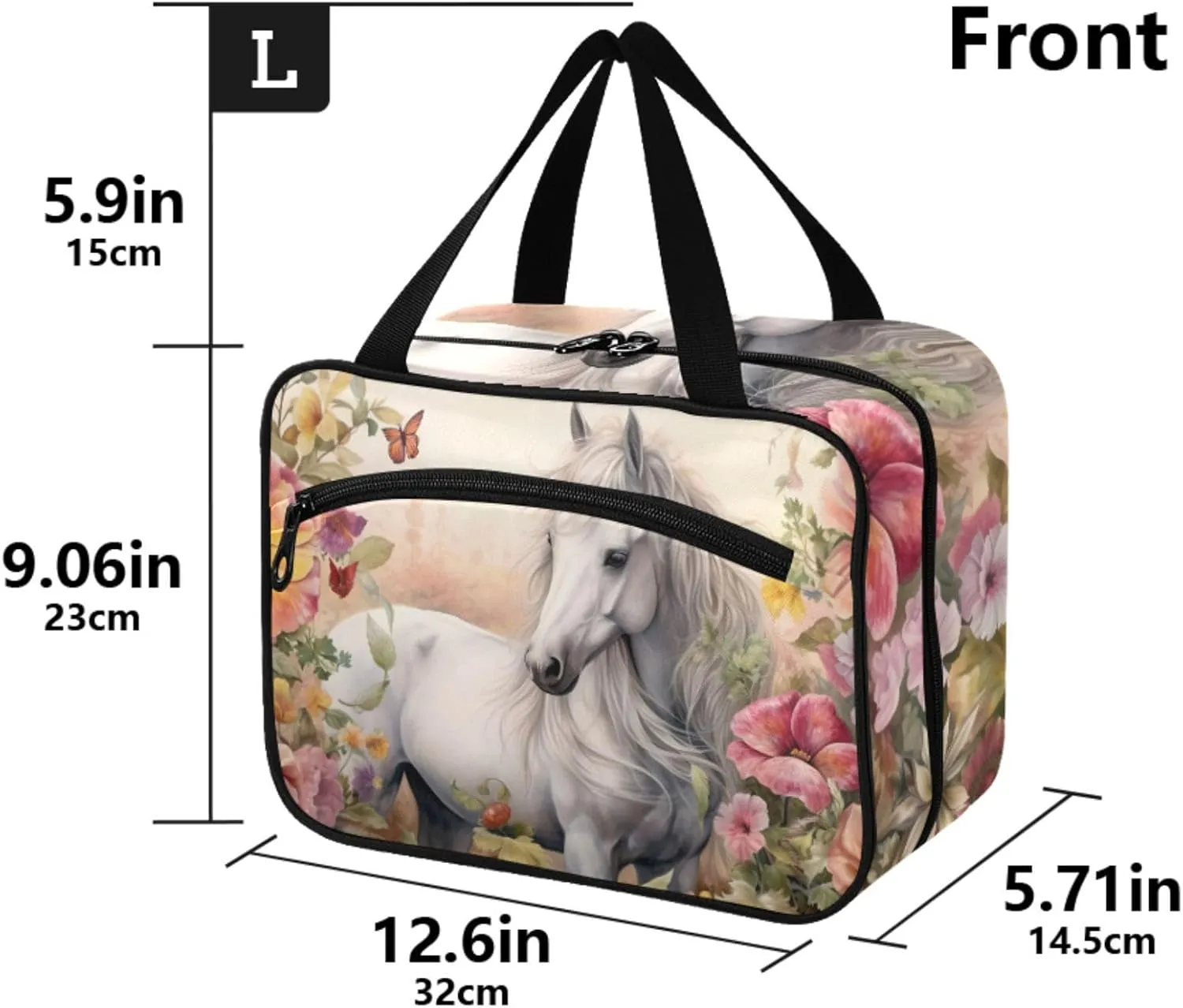 MUKJHOI Hanging Travel Toiletry Bag  4 Zippered Compartments, Transparent Organizer, Compact & Water-Resistant for Gym, Camping, Hotel  Horse (16)