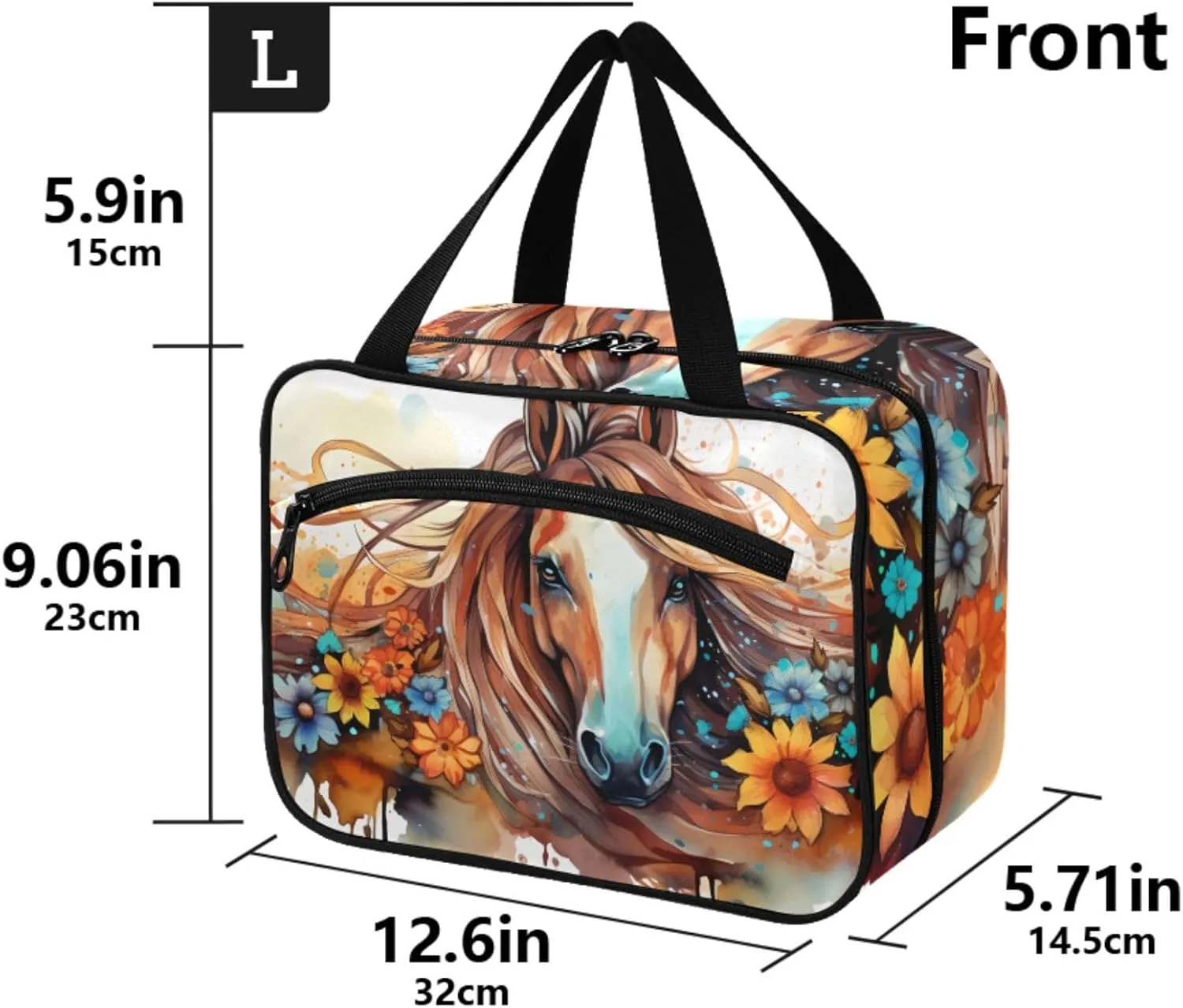 MUKJHOI Hanging Travel Toiletry Bag  4 Zippered Compartments, Transparent Organizer, Compact & Water-Resistant for Gym, Camping, Hotel  Horse (17)