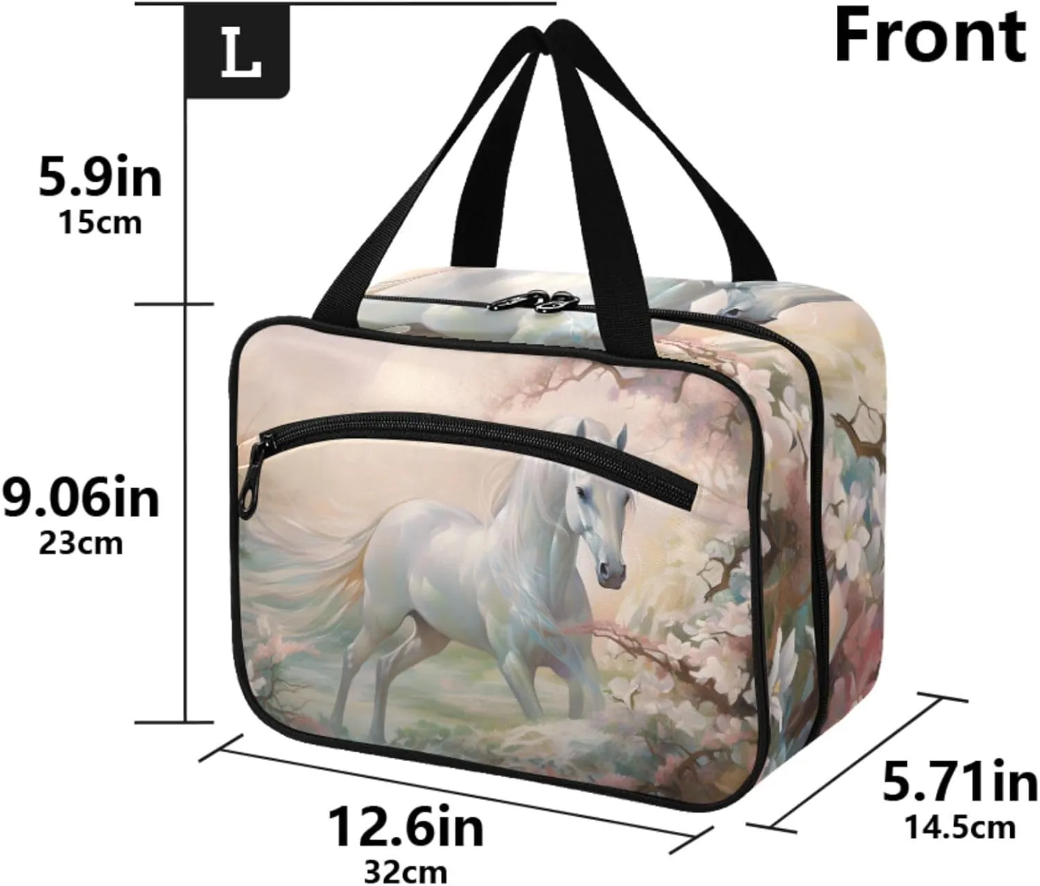 MUKJHOI Hanging Travel Toiletry Bag  4 Zippered Compartments, Transparent Organizer, Compact & Water-Resistant for Gym, Camping, Hotel  Horse (21)