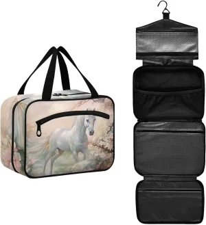 MUKJHOI Hanging Travel Toiletry Bag  4 Zippered Compartments, Transparent Organizer, Compact & Water-Resistant for Gym, Camping, Hotel  Horse (21)