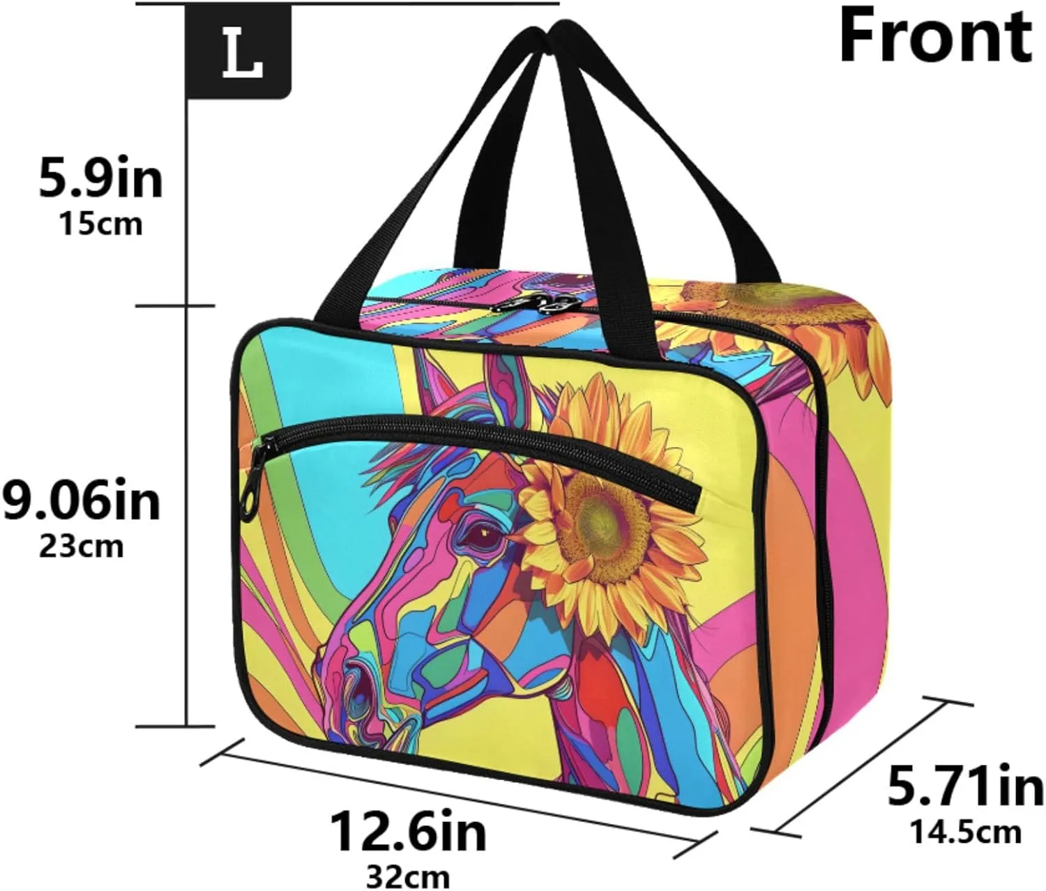MUKJHOI Hanging Travel Toiletry Bag  4 Zippered Compartments, Transparent Organizer, Compact & Water-Resistant for Gym, Camping, Hotel  Horse (22)